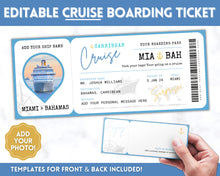 Load image into Gallery viewer, Cruise Ticket Template | Editable Boarding Pass Cruise Vacation Ticket for a Surprise Trip