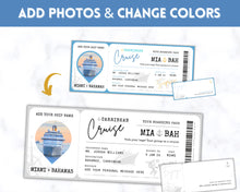 Load image into Gallery viewer, Cruise Ticket Template | Editable Boarding Pass Cruise Vacation Ticket for a Surprise Trip