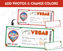 Load image into Gallery viewer, LAS VEGAS Ticket Template | Editable Boarding Pass Plane Airline Ticket for a Surprise Trip