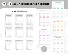 Load image into Gallery viewer, Printable Cash Breakdown Teller Slips for Withdrawals, Sinking Funds & Cash Envelopes