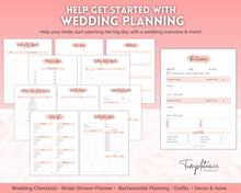 Load image into Gallery viewer, 50pg Maid of Honor Planner Bundle - Matron of Honor Wedding Planner | To Do List for Bridal Showers & Bachelorette | Pink Watercolor