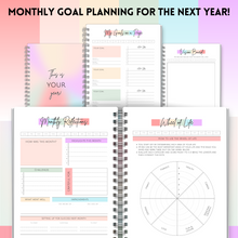 Load image into Gallery viewer, Goal Planner | SMART Goal Setting Kit for the New You, Monthly Habits, Reflections & Vision Boards | Pastel Rainbow A5
