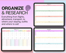Load image into Gallery viewer, Digital Ultimate Travel Planner | Google Sheets Editable Travel Spreadsheet, Trip Expense Tracker, Packing List, Vacation Schedule | Rainbow