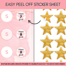 Load image into Gallery viewer, 3-Month Fitness Tracker with Gold Stars to Track Daily Workouts | Pink A4
