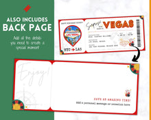 Load image into Gallery viewer, LAS VEGAS Ticket Template | Editable Boarding Pass Plane Airline Ticket for a Surprise Trip