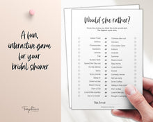 Load image into Gallery viewer, 'Would She Rather?' Bridal Shower Game Printable