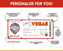 Load image into Gallery viewer, LAS VEGAS Ticket Template | Editable Boarding Pass Plane Airline Ticket for a Surprise Trip
