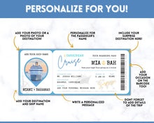 Load image into Gallery viewer, Cruise Ticket Template | Editable Boarding Pass Cruise Vacation Ticket for a Surprise Trip