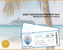 Load image into Gallery viewer, Cruise Ticket Template | Editable Boarding Pass Cruise Vacation Ticket for a Surprise Trip