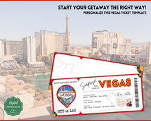 Load image into Gallery viewer, LAS VEGAS Ticket Template | Editable Boarding Pass Plane Airline Ticket for a Surprise Trip