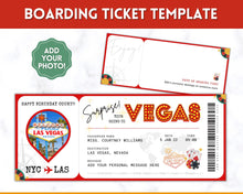 Load image into Gallery viewer, LAS VEGAS Ticket Template | Editable Boarding Pass Plane Airline Ticket for a Surprise Trip