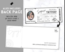 Load image into Gallery viewer, Tattoo Ticket Template | EDITABLE Tattoo Gift Certificate Voucher