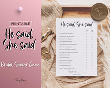 Load image into Gallery viewer, 'He Said She Said' Bridal Shower Game Printable