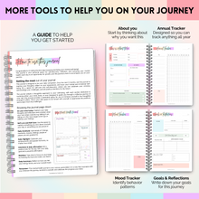 Load image into Gallery viewer, Mental Health Journal | Daily Gratitude, Self Care, Intentions, Affirmations and Nutrition | A5 Pastel Rainbow