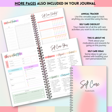 Load image into Gallery viewer, Self Care Planner | 1 Year Wellness, Self-Care, Health & Wellbeing Planner to Start and Build your Self Care Routine | A5 Pastel Rainbow