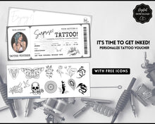 Load image into Gallery viewer, Tattoo Ticket Template | EDITABLE Tattoo Gift Certificate Voucher