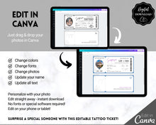 Load image into Gallery viewer, Tattoo Ticket Template | EDITABLE Tattoo Gift Certificate Voucher