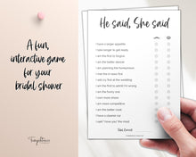 Load image into Gallery viewer, 'He Said She Said' Bridal Shower Game Printable