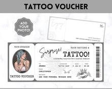 Load image into Gallery viewer, Tattoo Ticket Template | EDITABLE Tattoo Gift Certificate Voucher