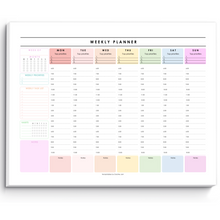 Load image into Gallery viewer, Weekly Hourly Planner Notepad, Daily Planner Desk Pad, Weekly Schedule, To Do List Note Pad, ADHD Planner | 50 Undated Tear Away Sheets A4 | Colorful