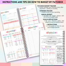 Load image into Gallery viewer, Paycheck Budget Planner | Undated Finance Journal for Weekly, Monthly Budgeting, Expense Tracking | A5