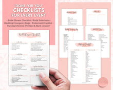 Load image into Gallery viewer, 50pg Maid of Honor Planner Bundle - Matron of Honor Wedding Planner | To Do List for Bridal Showers & Bachelorette | Pink Watercolor