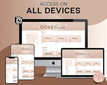 Load image into Gallery viewer, Notion Goal Planner for 2024 | Goals Tracker with SMART Goal Setting Template, Habits, Reflections, Vision Board, Aesthetic Dashboard & Goal Journal