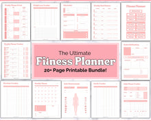 Load image into Gallery viewer, Fitness Planner Ultimate Bundle | Weight Loss, Workout, Fitness, Wellnes & Health, Meal Planner, Self Care, Habit Tracker | Hearts