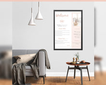 Load image into Gallery viewer, 1 Page Airbnb Welcome Poster Template, Wifi Password Sign Printable, Welcome Book, House Rules, Host, Vacation Rental, Check Out Instruction | Apricot