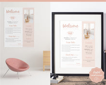 Load image into Gallery viewer, 1 Page Airbnb Welcome Poster Template, Wifi Password Sign Printable, Welcome Book, House Rules, Host, Vacation Rental, Check Out Instruction | Apricot
