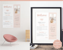 Load image into Gallery viewer, 1 Page Airbnb Welcome Poster Template, Wifi Password Sign Printable, Welcome Book, House Rules, Host, Vacation Rental, Check Out Instruction | Apricot