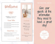 Load image into Gallery viewer, 1 Page Airbnb Welcome Poster Template, Wifi Password Sign Printable, Welcome Book, House Rules, Host, Vacation Rental, Check Out Instruction | Apricot