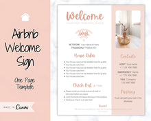 Load image into Gallery viewer, 1 Page Airbnb Welcome Poster Template, Wifi Password Sign Printable, Welcome Book, House Rules, Host, Vacation Rental, Check Out Instruction | Apricot