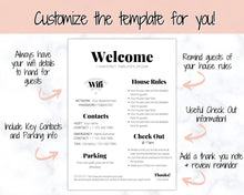Load image into Gallery viewer, 1 Page Airbnb Welcome Poster Template, Wifi Password Sign Printable, Welcome Book, House Rules, Host, Vacation Rental, Check Out Instruction | Bold