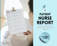 Load image into Gallery viewer, 6 Patient Nurse Report Sheet to Organize your Shifts | Nurse Brain Sheet, ICU Nurse Report Patient Assessment Template | Blue