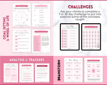 Load image into Gallery viewer, 60+ WORKSHEET Template Bundle | Canva Workbook Templates & Lead Magnet for Coaches | Brit Pink