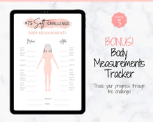 Load image into Gallery viewer, EDITABLE 75 SOFT Challenge Tracker | 75soft Printable Challenge, Fitness & Health Planner | Pink Watercolor