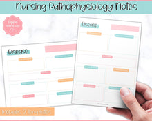 Load image into Gallery viewer, Disease Template, Nursing Patho Pathophysiology Study Guide for Students, Med Surg Brain Sheet, Disease Overview Printable | Colorful Sky