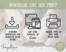 Load image into Gallery viewer, Recipe Cookbook Template | Editable Canva Digital eBook | Farmhouse Green