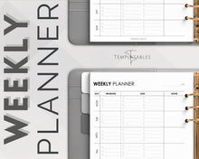 Load image into Gallery viewer, EDITABLE Weekly Planner 1 Page Templates | 2023 Weekly Schedule, To Do List Printable & Habit Tracker templates | Mono Style 2