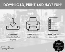 Load image into Gallery viewer, Couples Date Night Idea Cards | 100+ Printable Card Game Gift for Valentines, Birthdays & Anniversaries | Mono