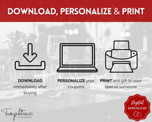 Load image into Gallery viewer, Editable Love Coupon Book for Valentines | Printable DIY Coupon Book for Him and Her | Personalized Valentines, Anniversary, Birthday Gift | Red