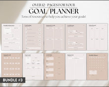Load image into Gallery viewer, Ultimate PLANNER BUNDLE | Printable Goal Planner, Finances & Budget Planner, Fitness Planner, Self Care Journal, Life Planner | Lux