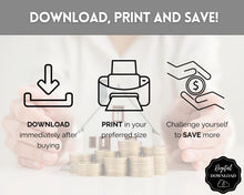 Load image into Gallery viewer, Mini Savings Challenge Printable BUNDLE | 12 Saving Trackers, Cash Envelope, A6 Saving Challenges | Mono