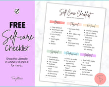 Load image into Gallery viewer, FREE - Self Care Checklist, Self-Care Planner & Selfcare Journal Tracker | Wellness Planner, Daily Wellbeing, Mindfulness, Mental Health Kit | Pastel Rainbow