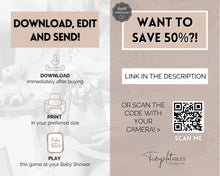 Load image into Gallery viewer, Think Fast Baby Shower Game Printable | Trivia Activity for Woodland, Boho, Neutral Theme Baby Showers