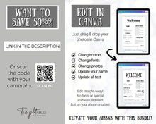 Load image into Gallery viewer, Airbnb Host BUNDLE | Editable Airbnb Signs, Welcome Book Template, Cleaning checklist, Business Tracker Spreadsheet | Farmhouse