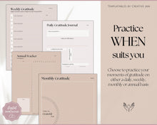 Load image into Gallery viewer, Gratitude Journal Printable Bundle | Mindfulness Log, Gratitude Template, Self Care & Wellness Planner | Lux
