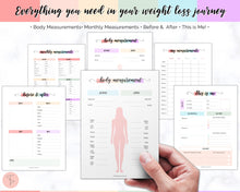 Load image into Gallery viewer, Weight Loss Tracker BUNDLE |  Fitness Planner Printable, Pounds Lost Tracker, Body Measurements & Meal Planner | Swash Rainbow