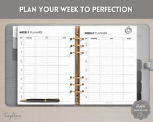 Load image into Gallery viewer, EDITABLE Weekly Planner 1 Page Templates | 2023 Weekly Schedule, To Do List Printable & Habit Tracker templates | Mono Style 2